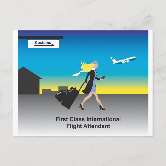 Internationaler Flugbegleiter der 1. Klasse Postkarte (Vorderseite)