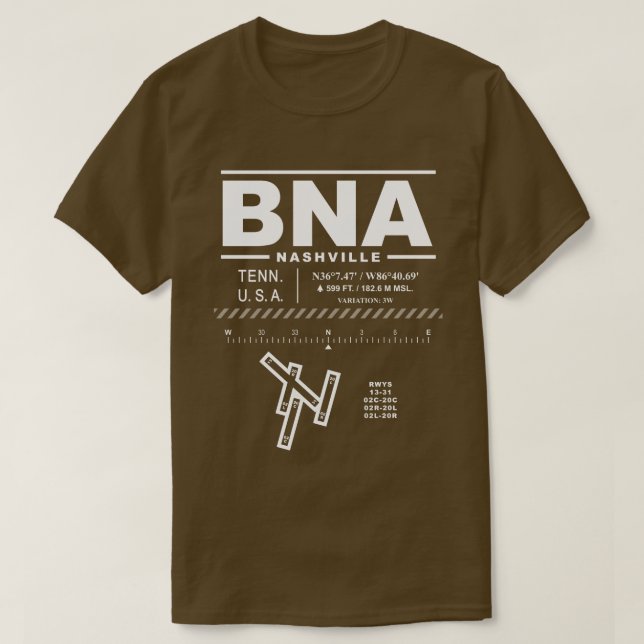 Internationaler Flughafen Nashville BNA T - Shirt (Design vorne)