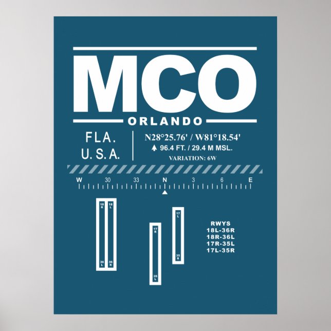 Internationaler Flughafen Orlando MCO Poster (Vorne)