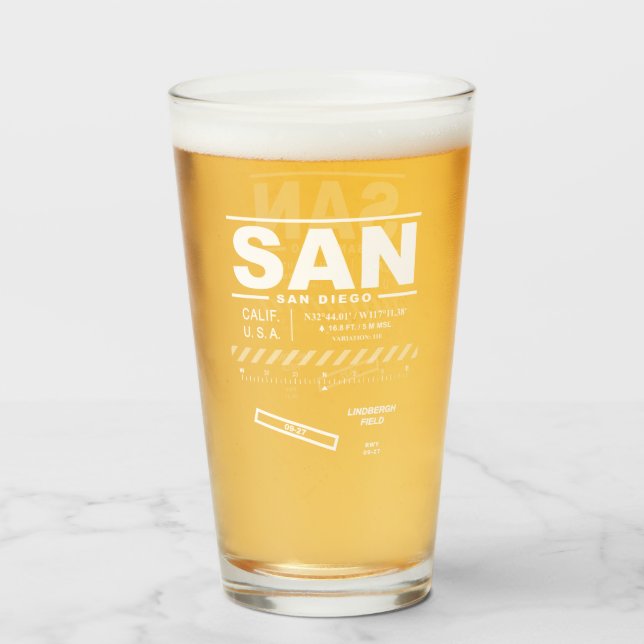 Internationaler Flughafen San Diego SAN Glas (Rückseite (gefüllt))