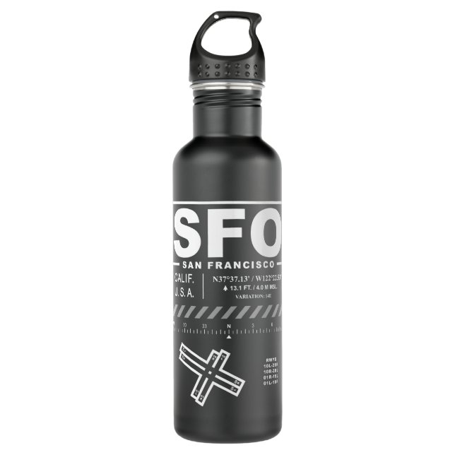 Internationaler Flughafen SFO Edelstahlflasche (Vorderseite)