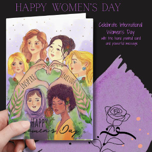 Internationaler Frauentag lila Aquarellkarte   Geb Feiertagskarte