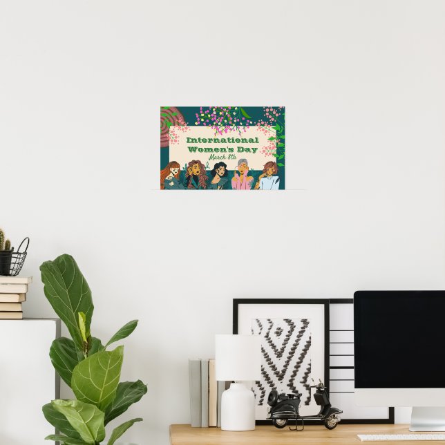 Internationaler Frauentag März 8. Floral Klein Poster (Heimbüro)