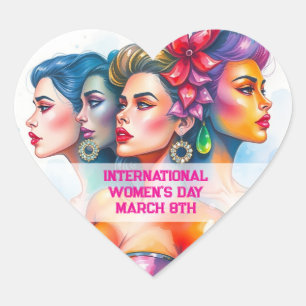 Internationaler Frauentag - März 8. Herz-Aufkleber