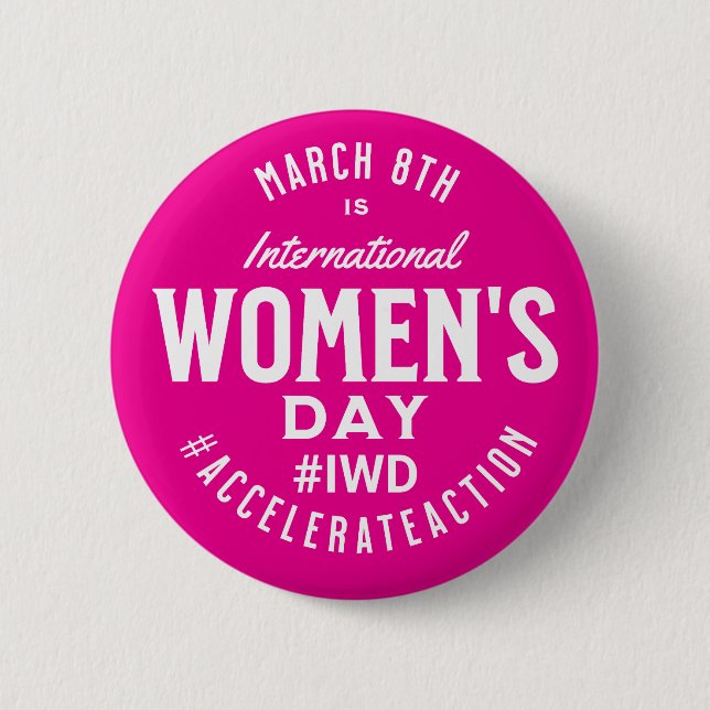 Internationaler Frauentag März 8. IWD Button (Vorderseite)