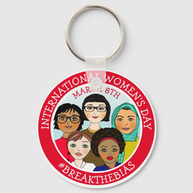 Internationaler Frauentag März 8. Schlüsselanhänger (Vorderseite)