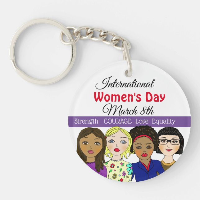 Internationaler Frauentag März 8. Schlüsselanhänger (Vorderseite)