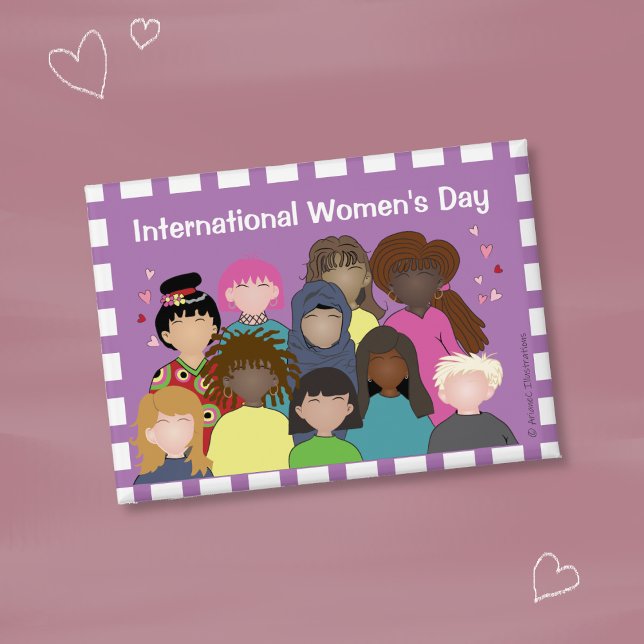 Internationaler Frauentag | März Pin-Button Button (May 8 is International Women's Day . Celebrate with this cute rectangular button . )