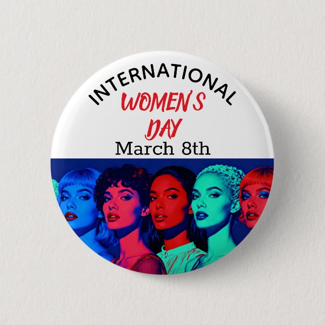 Internationaler Frauentag | Pop Art  Button (Vorderseite)
