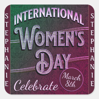 Internationaler Frauentag Quadratischer Aufkleber