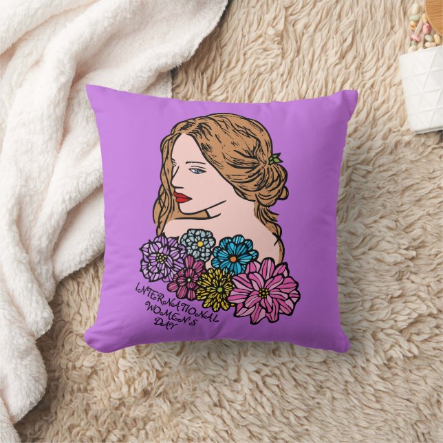 Internationaler Frauentag Schöne Frau Kissen (Decke)