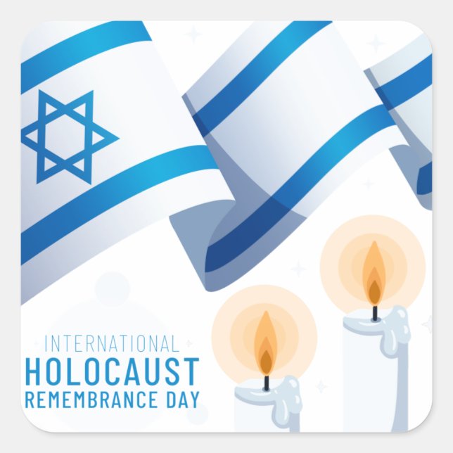 Internationaler Holocaust-Gedenktag Quadratischer Aufkleber (Vorderseite)