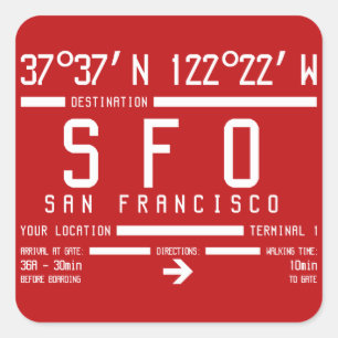 Internationaler IATA-Flughafencode SFO Quadratischer Aufkleber
