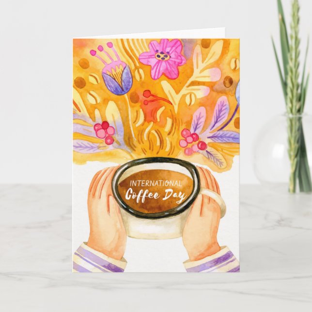 Internationaler Kaffeetag Karte (Vorderseite)