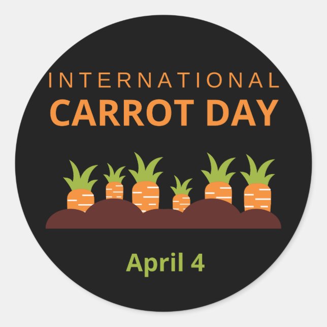 Internationaler Karottentag 4. April Runder Aufkleber (Vorderseite)