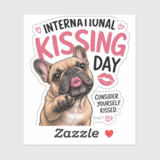 Internationaler Kissing Day Französische Bulldogge Aufkleber
