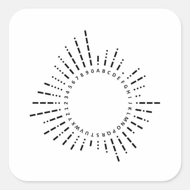 Internationaler Morsecode-Chart Quadratischer Aufkleber (Vorderseite)