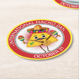 Internationaler Nacho-Tag Runder Pappuntersetzer