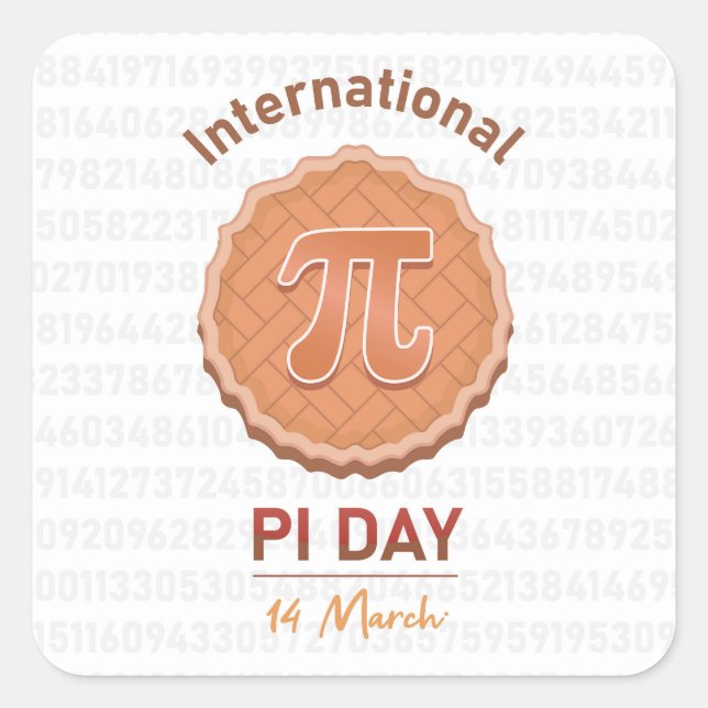 Internationaler Pi-Tag Quadratischer Aufkleber (Vorderseite)