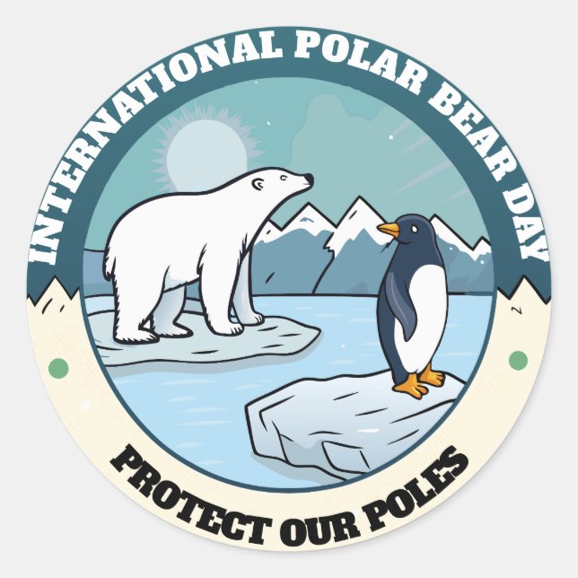 Internationaler Polartag Runder Aufkleber (Vorderseite)