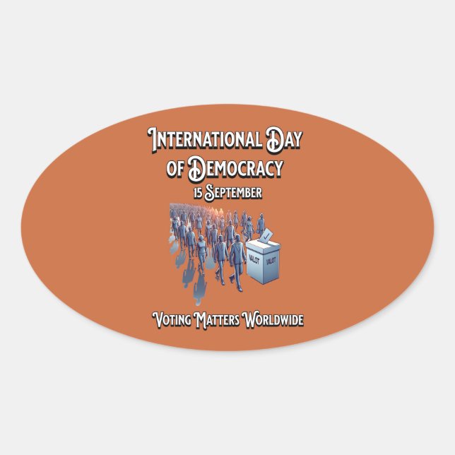 Internationaler Tag der Demokratie. Stimmrecht. Ovaler Aufkleber (Vorderseite)
