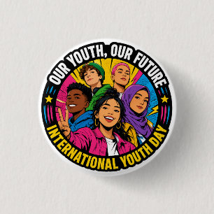 Internationaler Tag der Jugend Aufkleber Button