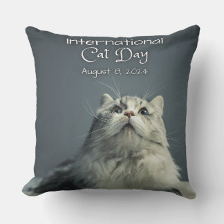 Internationaler Tag der Katze, grau Kissen