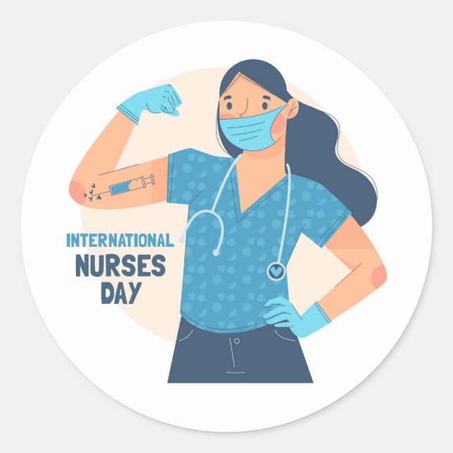 Internationaler Tag der Krankenschwestern | Kranke Runder Aufkleber (Vorderseite)