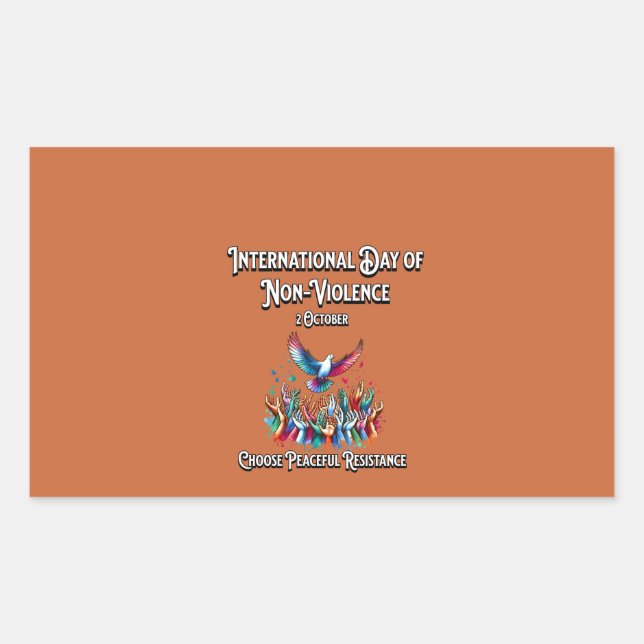 Internationaler Tag der Nicht-Gewalt. 2. Rechteckiger Aufkleber (Vorderseite)