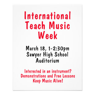 Internationaler Tag der Teach Music Week Flyer