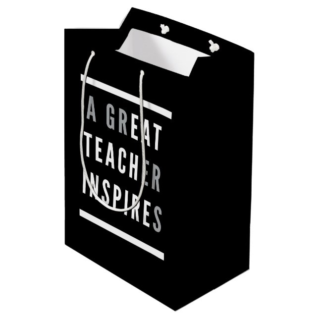 Internationaler Teachers Day Eat Teach Inspiriert Mittlere Geschenktüte (Rückseite Schrägansicht)