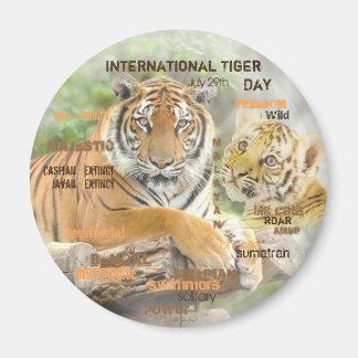 Internationaler Tigertag, 29. Juli, Typografie Art Magnet