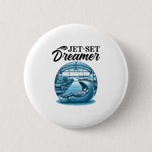Internationaler Weltraumreisender Flughafenschlaf- Button