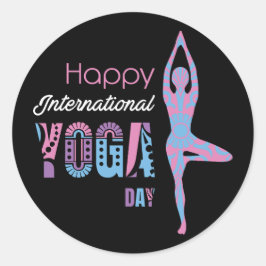 Internationaler Yogatag Runder Aufkleber