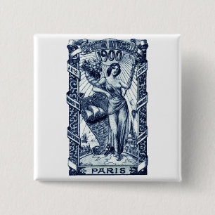 Internationales Ausstellungs-Plakat 1900 Paris Button