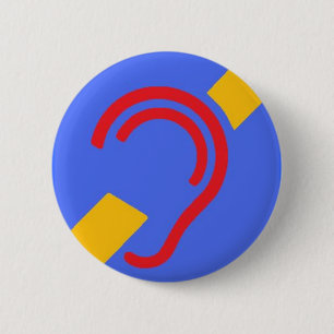 Internationales Symbol für taubes, rot, gelb auf Button