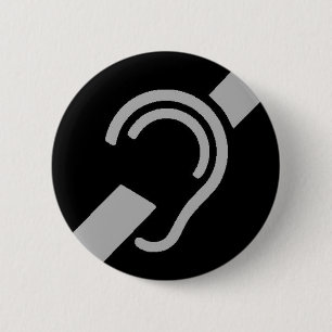 Internationales Symbol für taubes, Silber auf Button