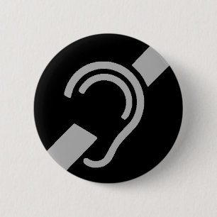 Internationales Symbol für taubes, Silber auf Button