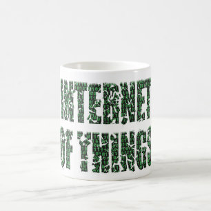 Internet der Dinge mit einer Überlagerung von Binä Kaffeetasse