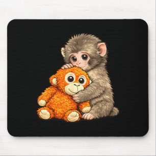 Internet-Meme Punch-Affe mit Teddybär kuschelt Mousepad