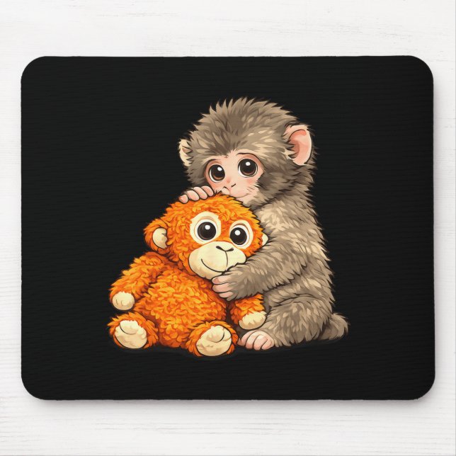 Internet-Meme Punch-Affe mit Teddybär kuschelt Mousepad (Vorne)