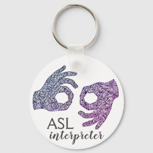 "Interpreter" American Sign Language (Ombré) Schlüsselanhänger