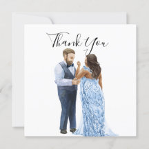 Interracial Couple Wedding Dankeschön Karten