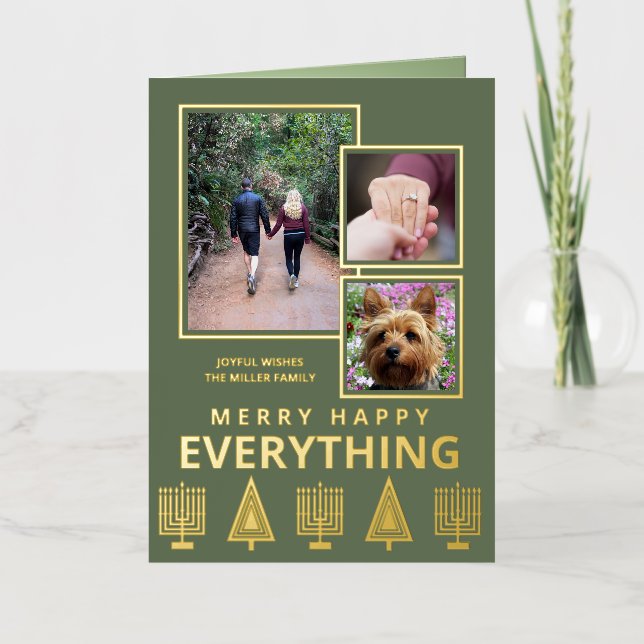 Interreligiös 3 Foto Trendy Einfach Grün Gold (Vorderseite)