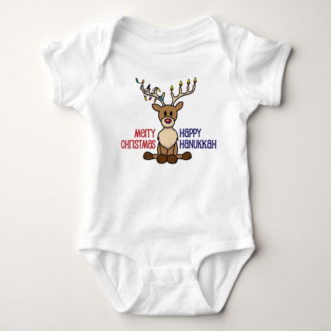 Interreligiöses Hanukkah/WeihnachtsOutfit Baby Strampler (Vorderseite)