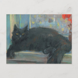 Interruptes Nickerchen, Schwarze Katze Impressioni Postkarte