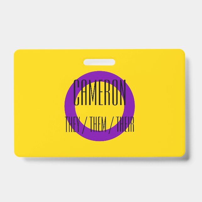 Intersex Flag Name / Pronoun Abzeichen Ausweis (Front)