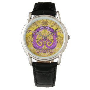Intersex Pride Flag Farben Dragon Damask Armbanduhr