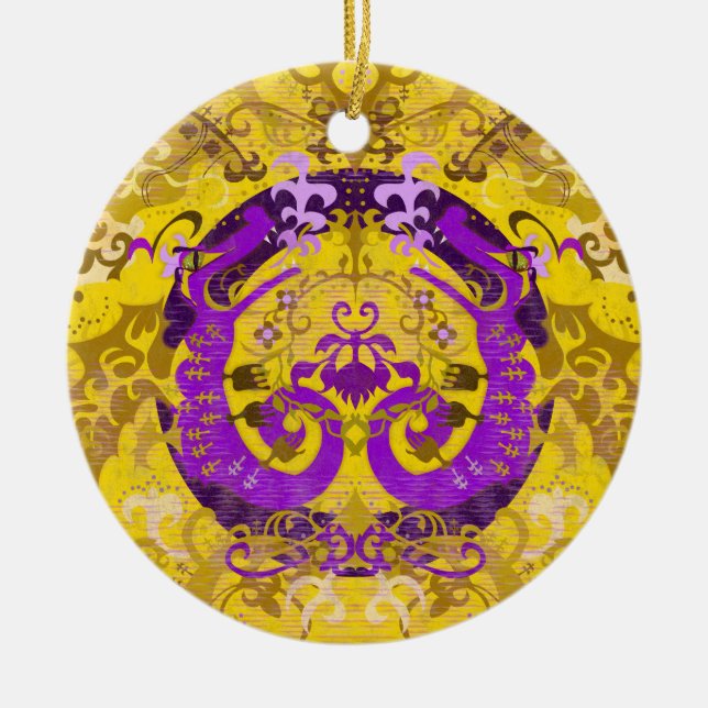 Intersex Pride Flag Farben Dragon Damask Keramik Ornament (Vorne)