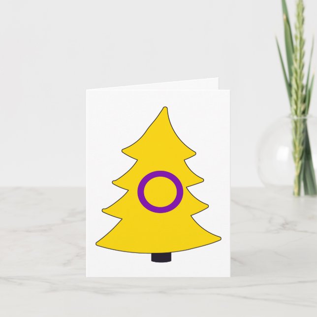 Intersex Pride Holigay Tree Feiertagskarte (Vorderseite)
